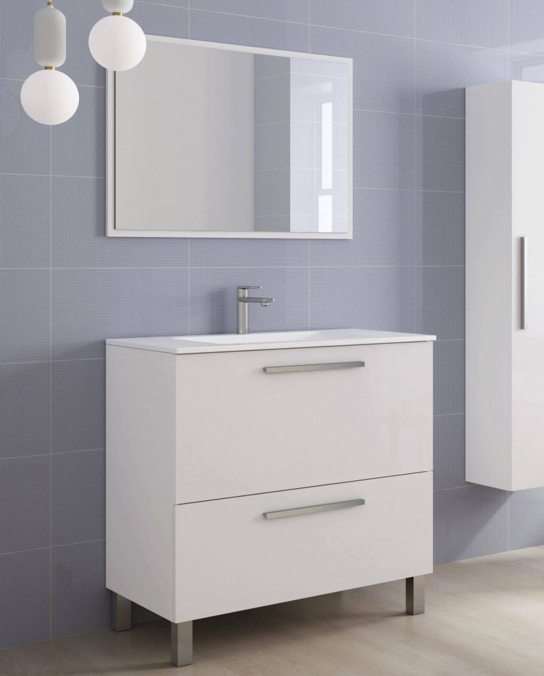 Mobile bagno resistente 2 cassetti 80x80x45h cm bianco lucido - Abel