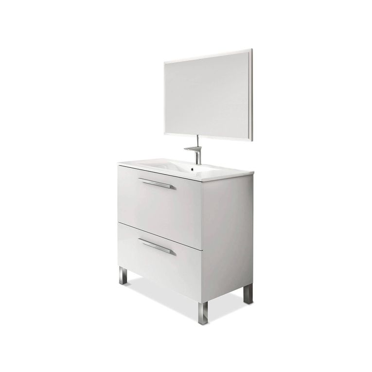 Mobile bagno resistente 2 cassetti 80x80x45h cm bianco lucido - Abel