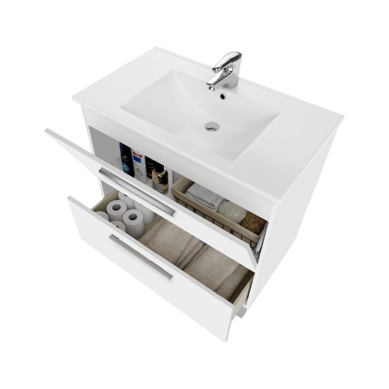 Mobile bagno resistente 2 cassetti 80x80x45h cm bianco lucido - Abel