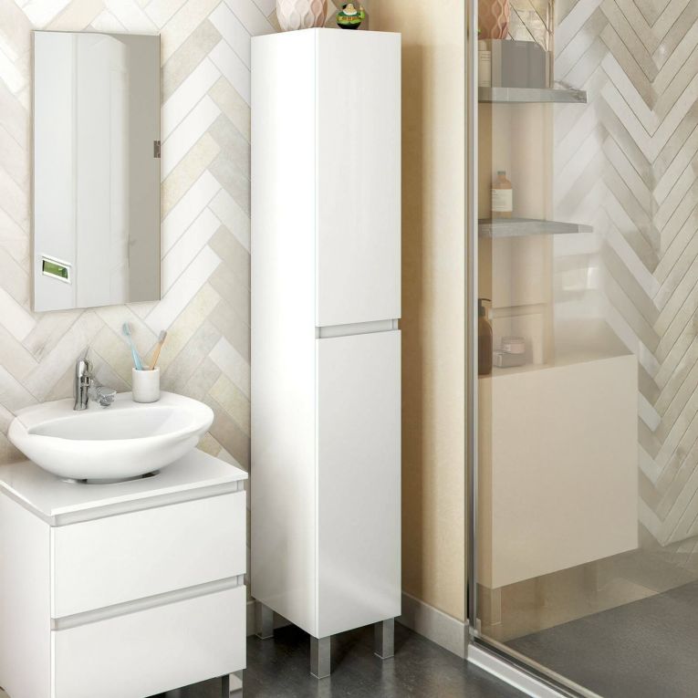 Mobile colonna 2 ante 30x182h cm bianco lucido - Noru