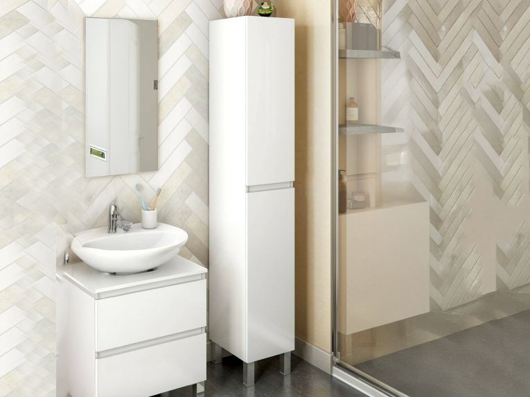 Mobile colonna 2 ante 30x182h cm bianco lucido - Noru