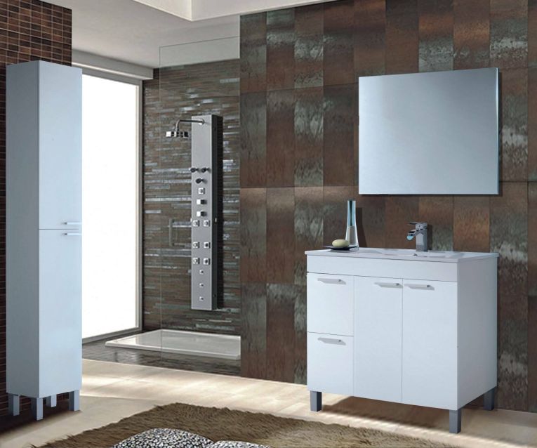Mobile colonna bagno classico 2 ante 30x182h cm bianco lucido - Ark