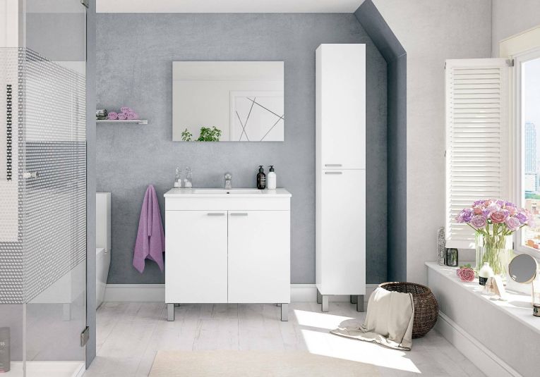 Mobile colonna bagno classico 2 ante 30x182h cm bianco lucido - Ark
