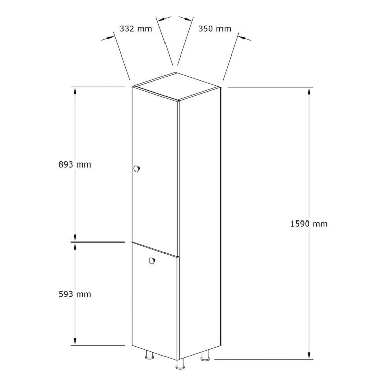 Mobile Colonna Bianco 2 Ripiani 2 Ante 35x32x155h cm, Portabiancheria - Cropani