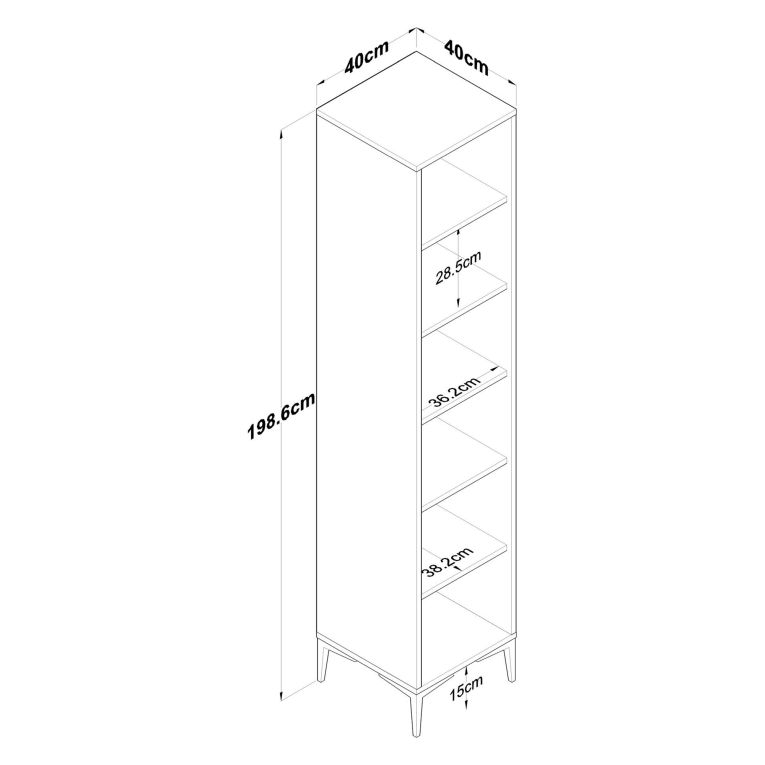 Mobile Colonna Bianco 5 Ripiani 2 Ante 40x40x199h cm, 6 Vani - Dumenza