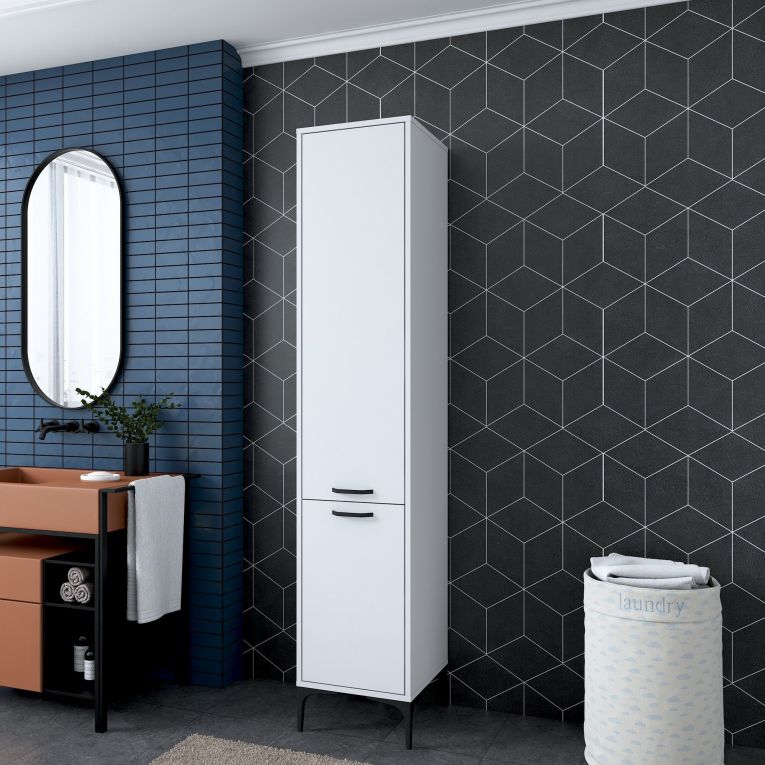 Mobile Colonna Bianco 5 Ripiani 2 Ante 40x40x199h cm, 6 Vani - Dumenza