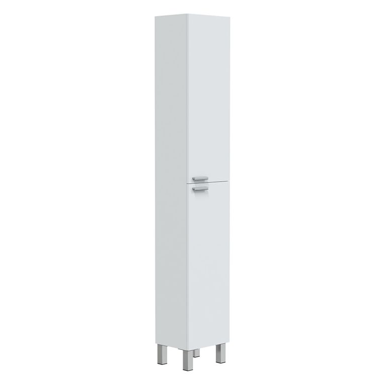 Mobile Colonna Bianco Lucido Grigio 3 Ripiani 2 Ante 30x25x182h cm, Reversibile - Nin