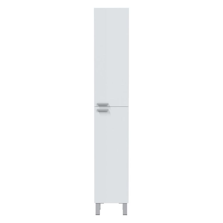 Mobile Colonna Bianco Lucido Grigio 3 Ripiani 2 Ante 30x25x182h cm, Reversibile - Nin