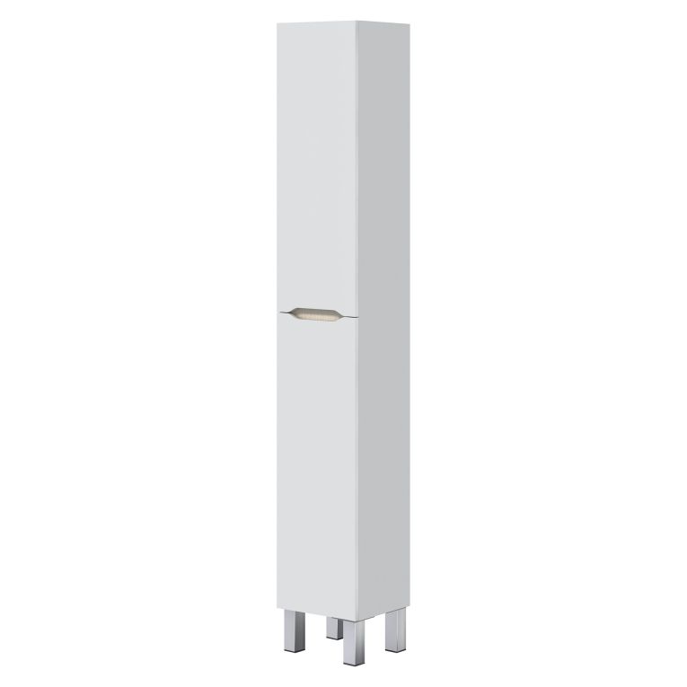 Mobile Colonna Bianco Lucido Marrone Rovere 3 Ripiani 2 Ante 30x25x182h cm, Reversibile - Trogir