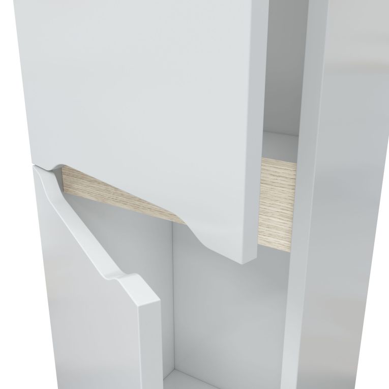 Mobile Colonna Bianco Lucido Marrone Rovere 3 Ripiani 2 Ante 30x25x182h cm, Reversibile - Trogir