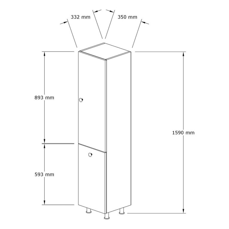 Mobile Colonna Marrone Noce 2 Ripiani 2 Ante 35x32x155h cm, Portabiancheria - Cropani