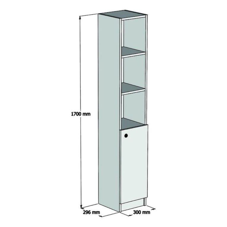 Mobile Colonna Marrone Rovere 3 Ripiani Un'anta 30x30x170h cm, 5 Vani - Leuca