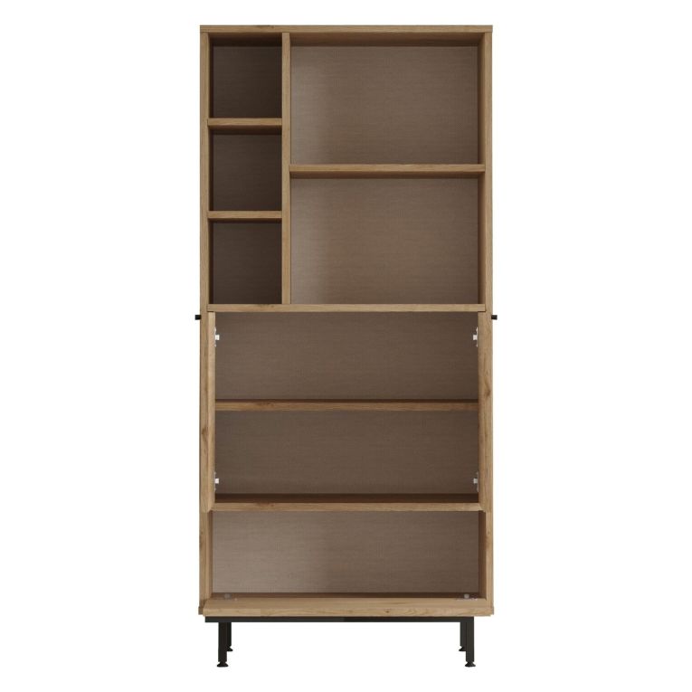 Mobile Colonna Marrone Rovere 4 Ripiani 3 Ante 75x36x162h cm, 8 Vani - Fermana