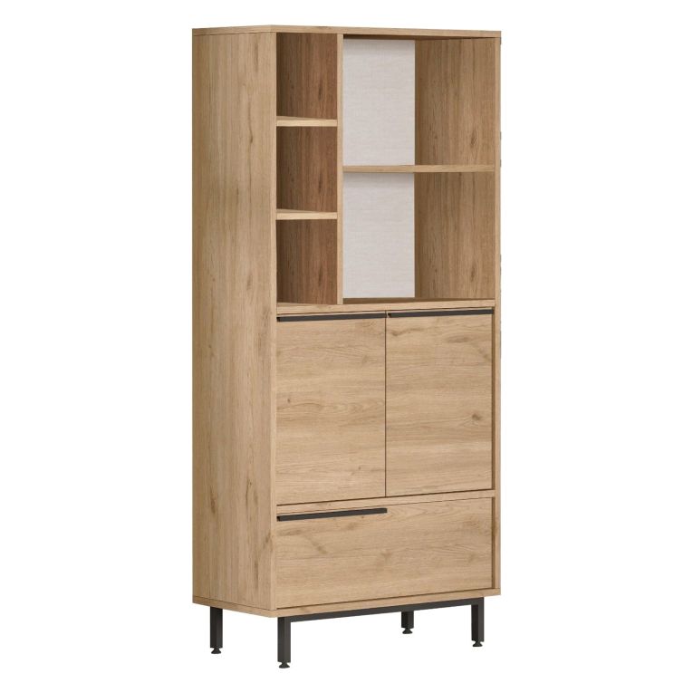 Mobile Colonna Marrone Rovere 4 Ripiani 3 Ante 75x36x162h cm, 8 Vani - Fermana