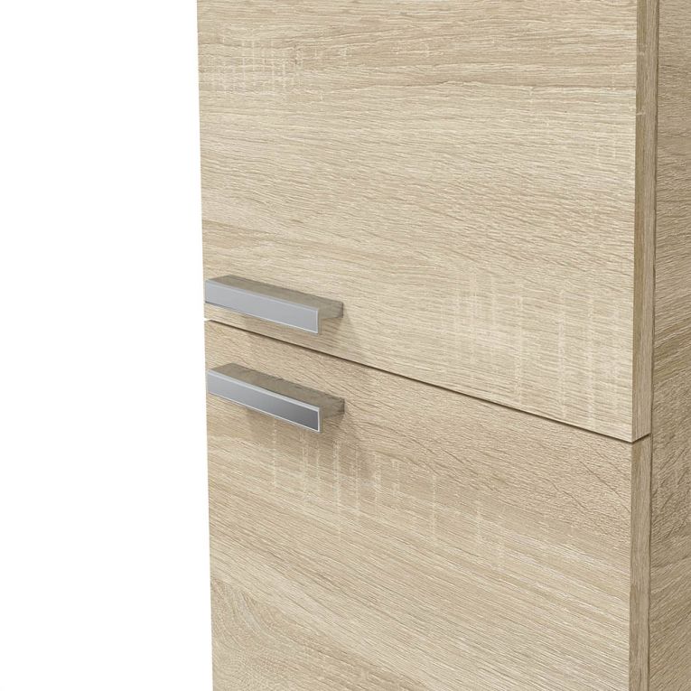 Mobile Colonna Marrone Rovere Grigio 3 Ripiani 2 Ante 30x25x182h cm, Reversibile - Nin
