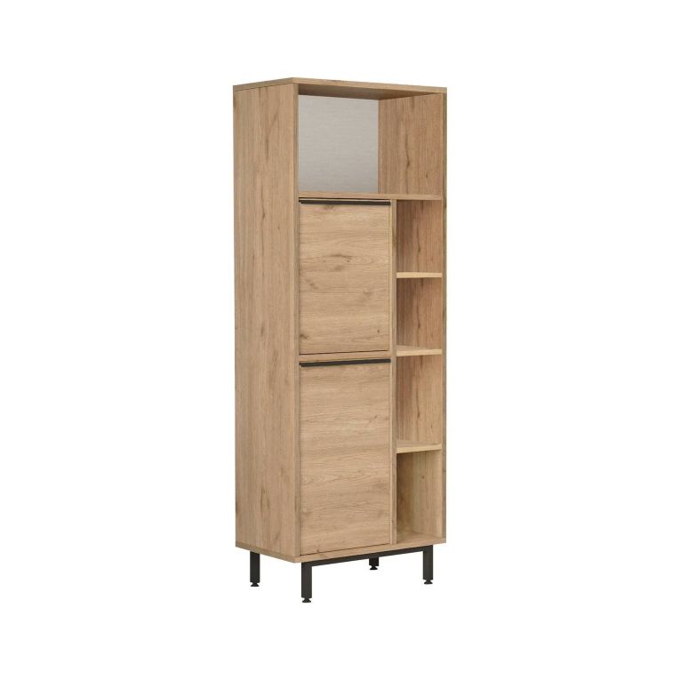 Mobile colonna Mimas, Pensile bagno o cucina, Armadio alto multifunzione, Mobiletto multiuso, 160x36 h45 cm, Noce