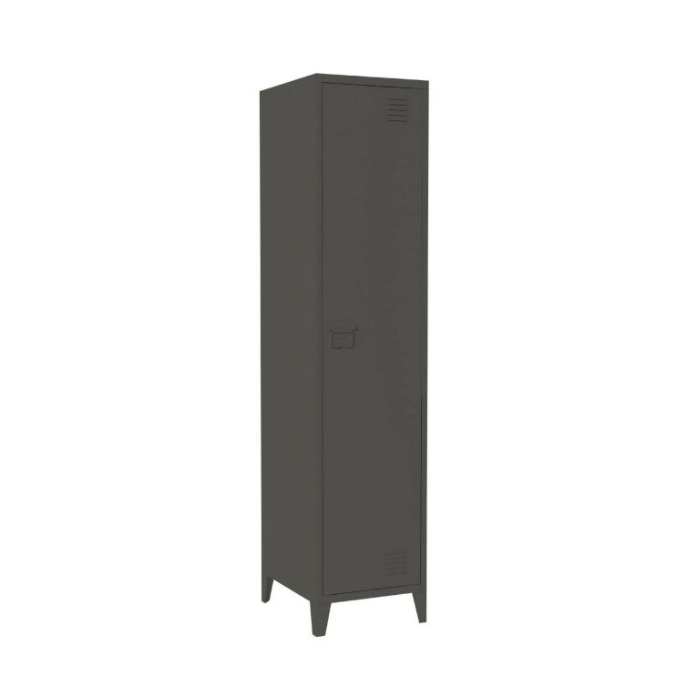 Mobile colonna Mirtillo, Pensile bagno o cucina, Armadio alto multifunzione, Mobiletto multiuso, 38x38 h180 cm, Ardesia