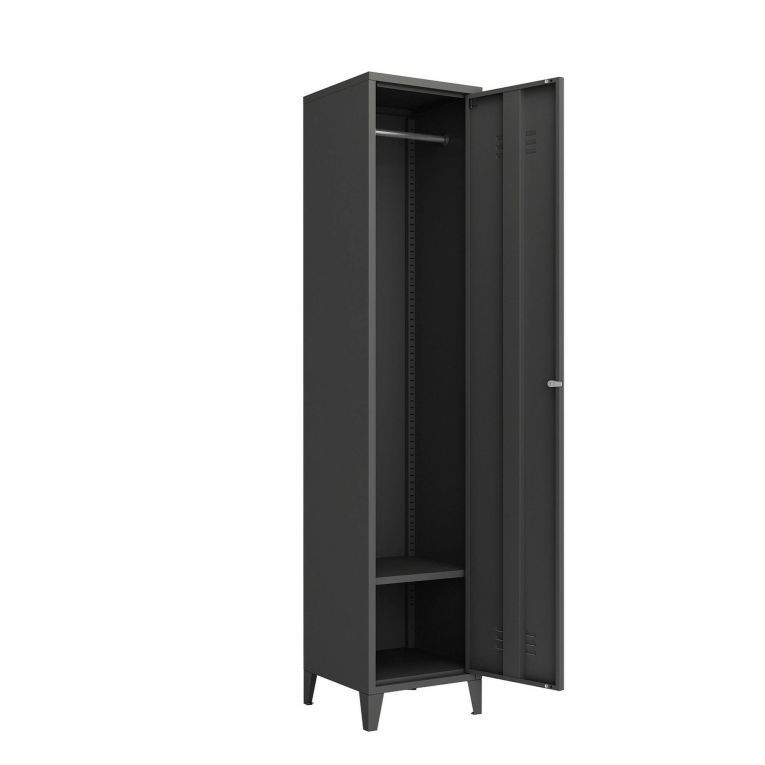Mobile colonna Mirtillo, Pensile bagno o cucina, Armadio alto multifunzione, Mobiletto multiuso, 38x38 h180 cm, Ardesia