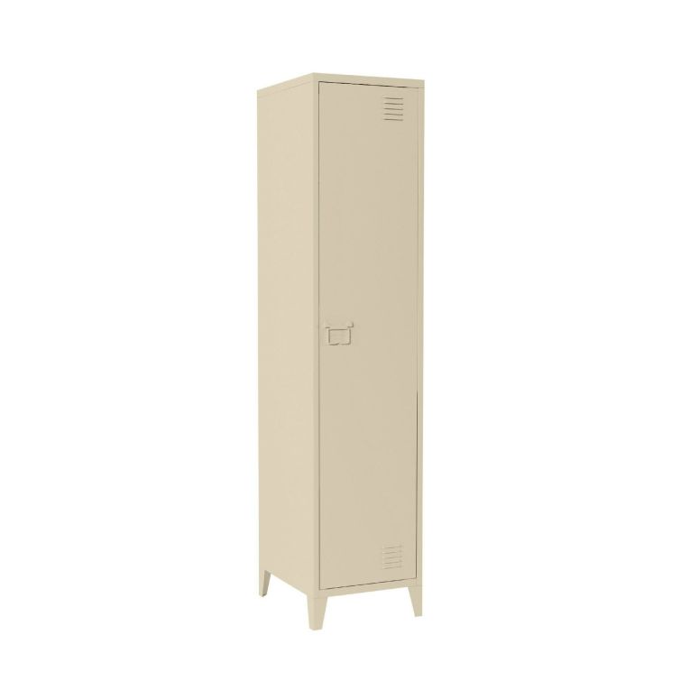 Mobile colonna Mirtillo, Pensile bagno o cucina, Armadio alto multifunzione, Mobiletto multiuso, 38x38 h180 cm, Panna