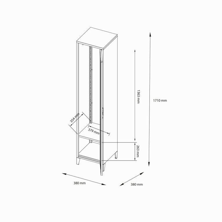 Mobile colonna Mirtillo, Pensile bagno o cucina, Armadio alto multifunzione, Mobiletto multiuso, 38x38 h180 cm, Panna