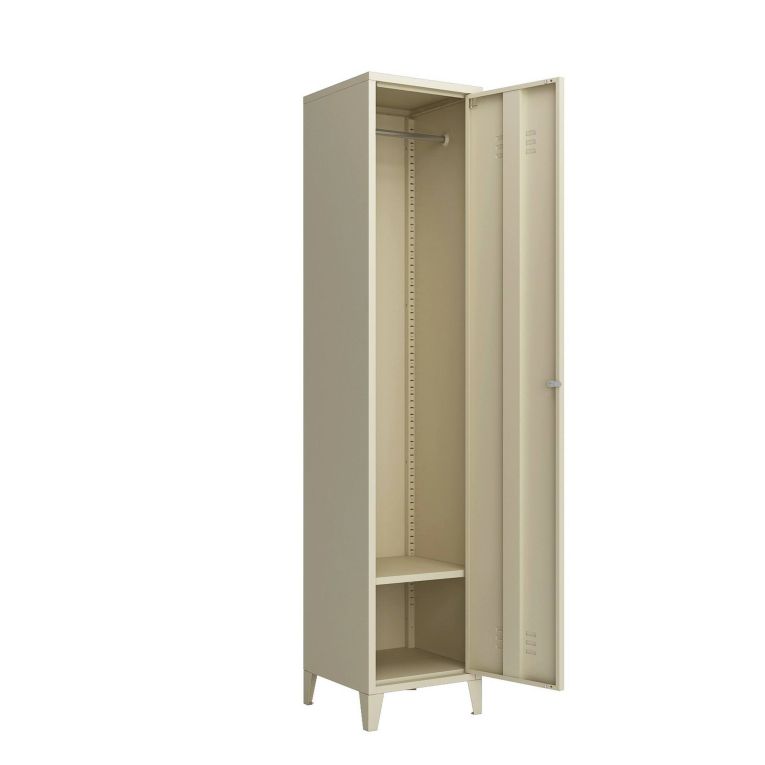 Mobile colonna Mirtillo, Pensile bagno o cucina, Armadio alto multifunzione, Mobiletto multiuso, 38x38 h180 cm, Panna