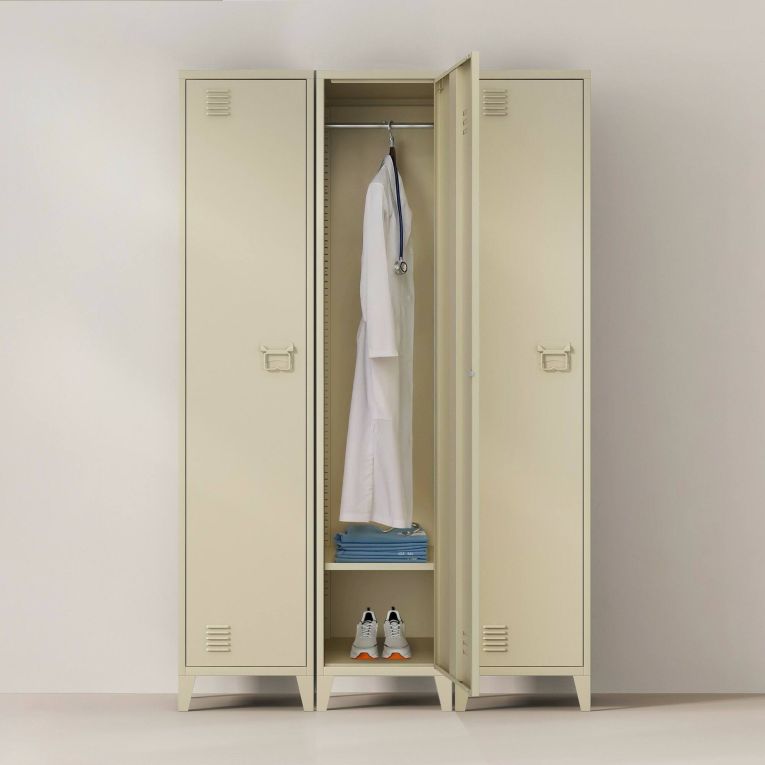 Mobile colonna Mirtillo, Pensile bagno o cucina, Armadio alto multifunzione, Mobiletto multiuso, 38x38 h180 cm, Panna