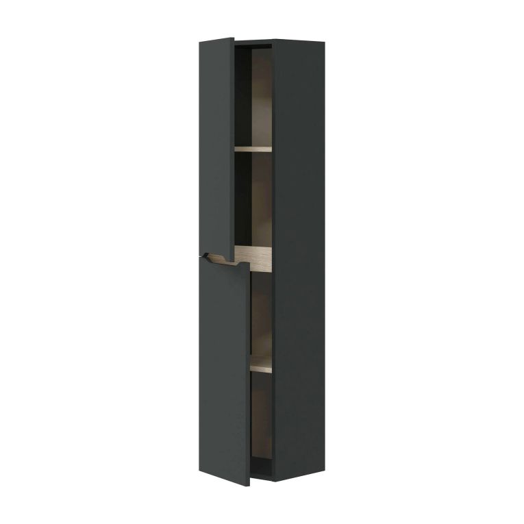 Mobile Colonna Nero Antracite Marrone Rovere Modulabile Cassetti 31x26x135h cm, 2 Ripiani - Arissa