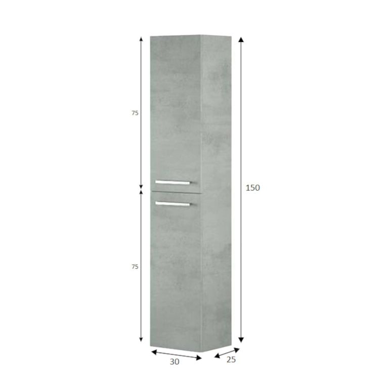 Mobile colonna sospesa 2 ante 30x150h cm cemento - Notte