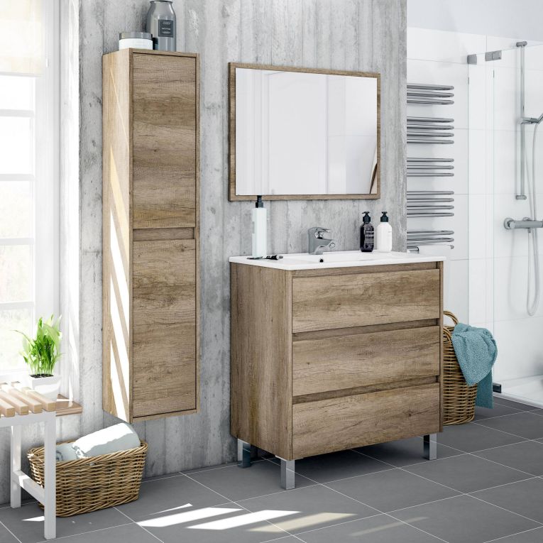 Mobile colonna sospeso 2 ante 30x140h cm quercia - Aladin