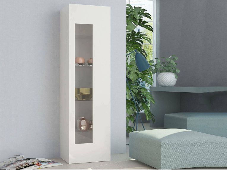 Mobile colonna vetrina 45x34x162h cm bianco lucido - Adatka