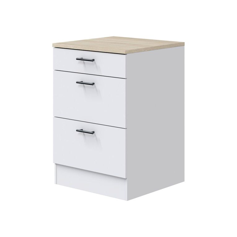 Mobile con cassetti 60x90h cm bianco e rovere - Sirea