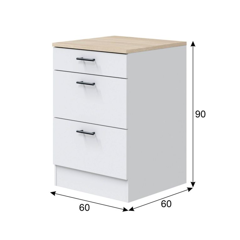 Mobile con cassetti 60x90h cm bianco e rovere - Sirea