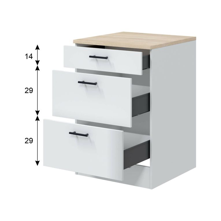 Mobile con cassetti 60x90h cm bianco e rovere - Sirea