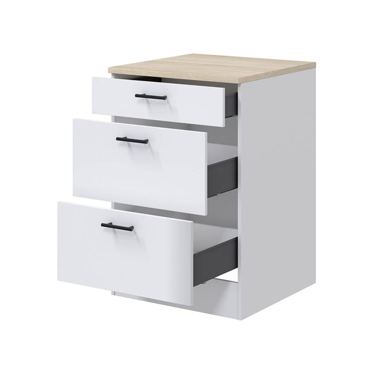 Mobile con cassetti 60x90h cm bianco e rovere - Sirea