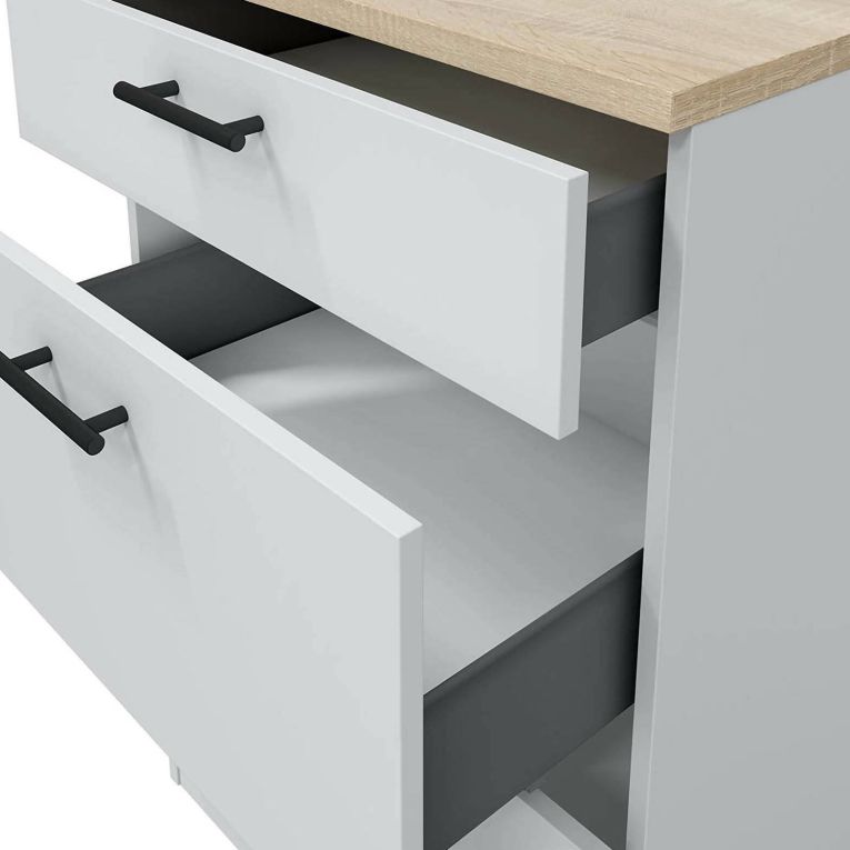 Mobile con cassetti 60x90h cm bianco e rovere - Sirea