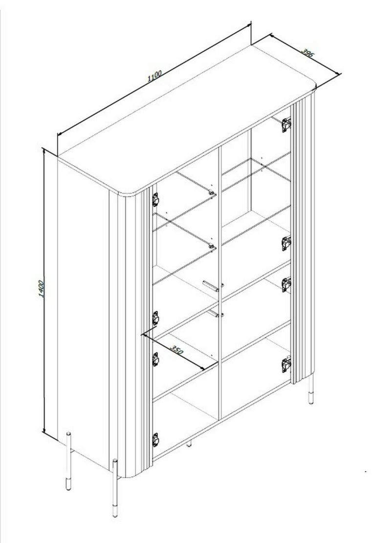Mobile con vetrina 2 ante 110x39x160h cm bianco - Cimino