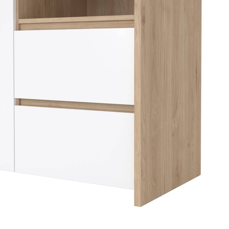 Mobile con vetrina 3 ante 100x48x170h cm rovere e bianco lucido - Reykjavik