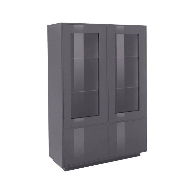 Mobile con vetrina 4 ante 100x41x146h cm antracite lucido - Agostino