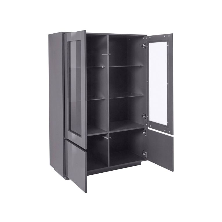 Mobile con vetrina 4 ante 100x41x146h cm antracite lucido - Agostino