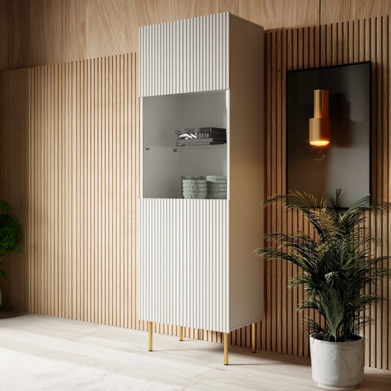 Mobile con vetrina 59x42x182h cm bianco - Raccuja