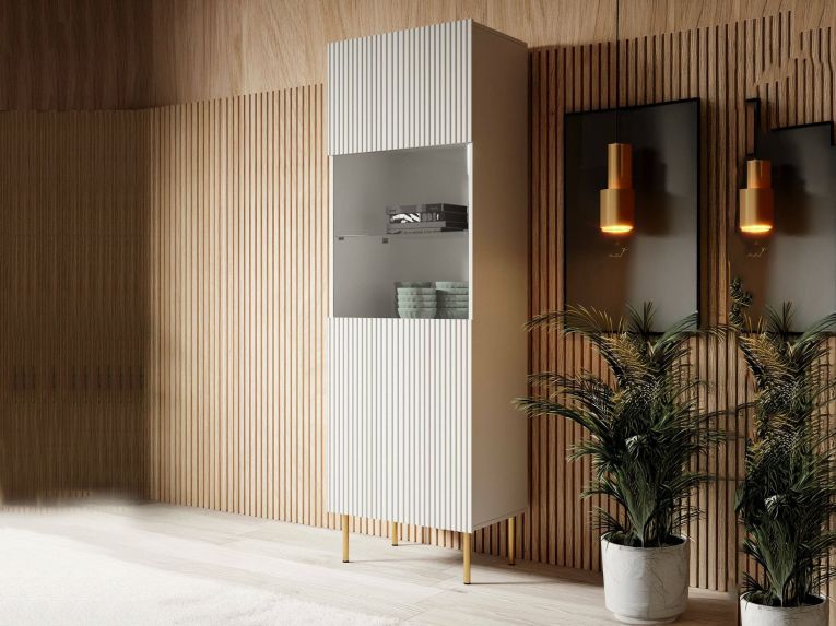 Mobile con vetrina 59x42x182h cm bianco - Raccuja