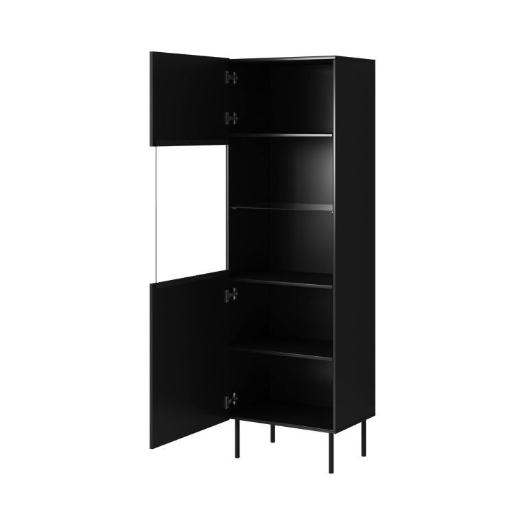 Mobile con vetrina cannettato 59x42x182h cm nero - Luzzana