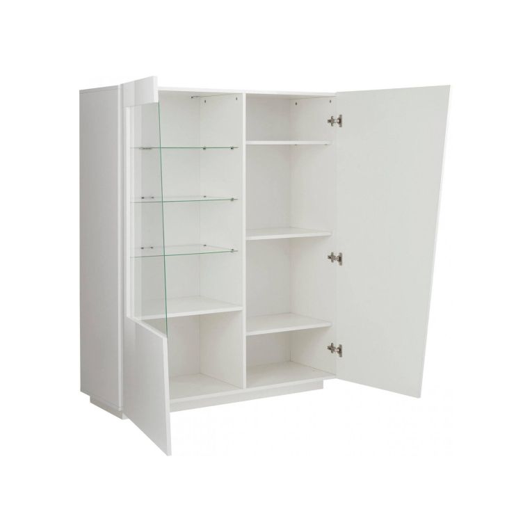 Mobile con vetrina grande 2 ante 120x43x146h cm bianco lucido - Ask