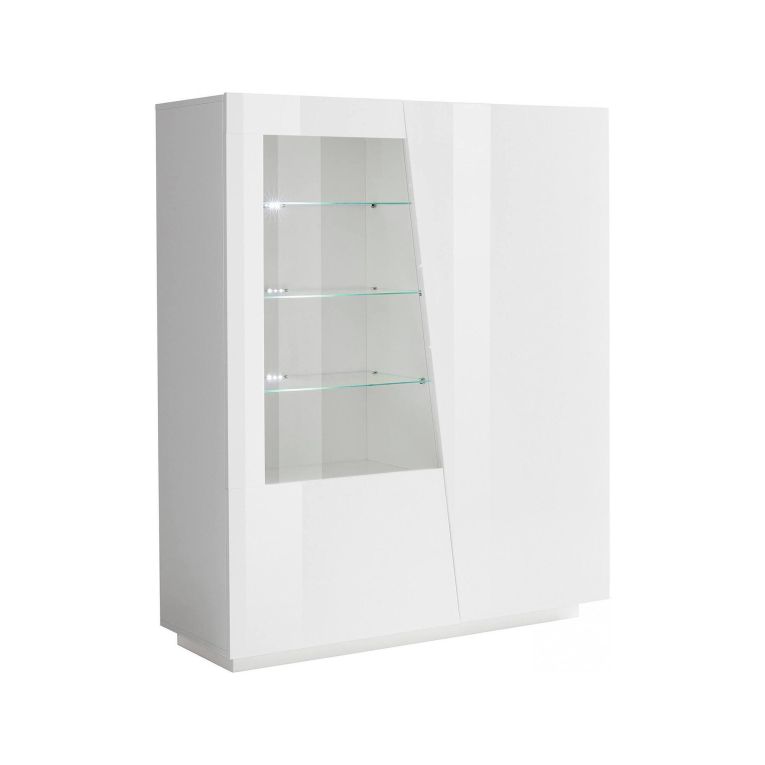 Mobile con vetrina grande 2 ante 120x43x146h cm bianco lucido - Ask