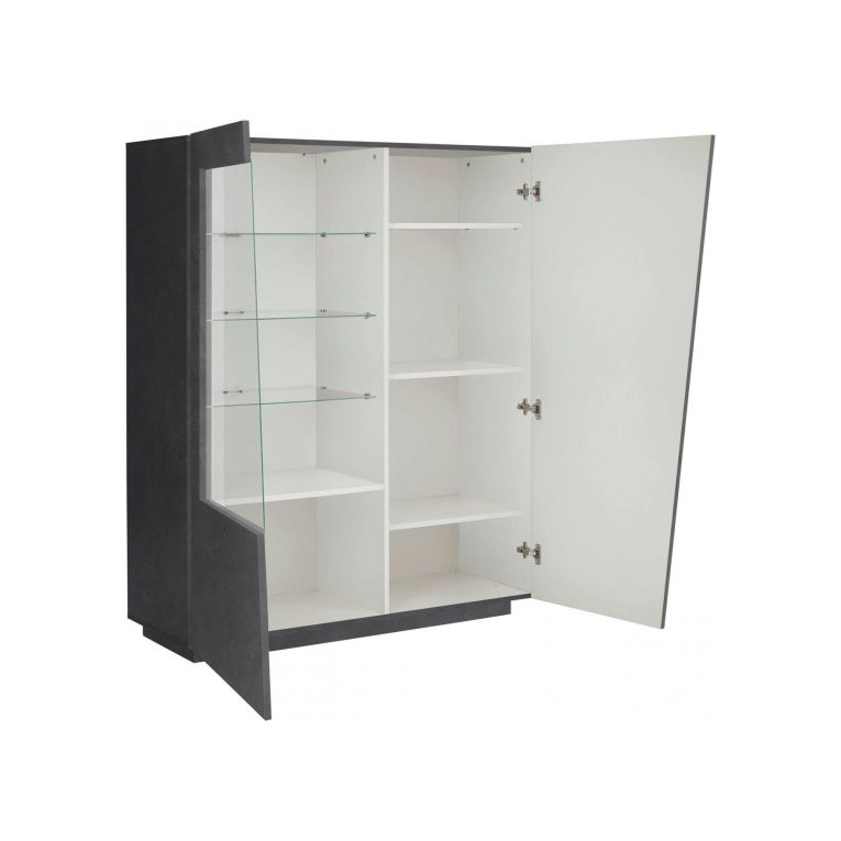 Mobile con vetrina moderno soggiorno 2 ante 120x43x146h cm ardesia - Ask