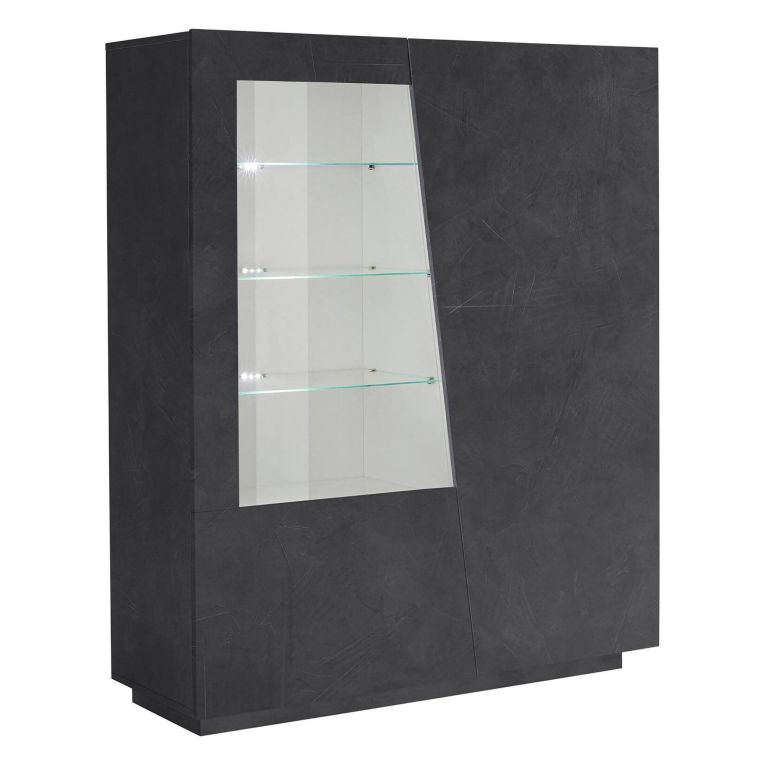 Mobile con vetrina moderno soggiorno 2 ante 120x43x146h cm ardesia - Ask