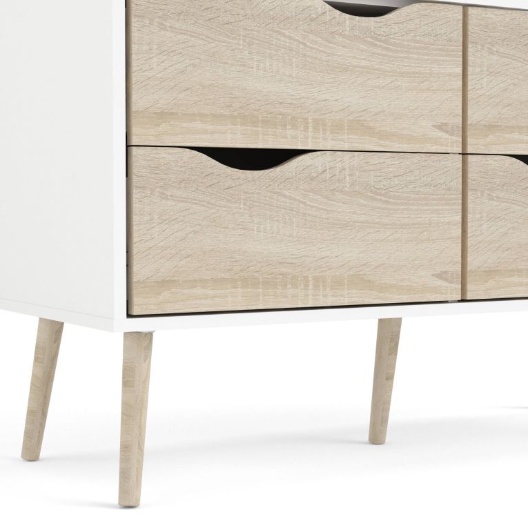 Mobile con vetrina scandi 2 ante 98x39x200h cm bianco e quercia - Amedeo