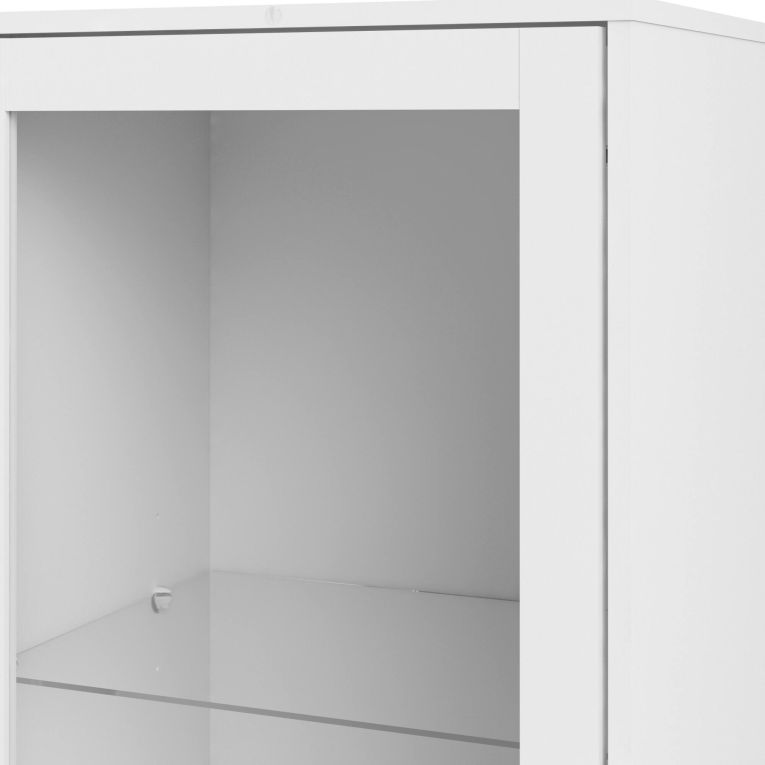 Mobile con vetrina scandi 2 ante 98x39x200h cm bianco e quercia - Amedeo