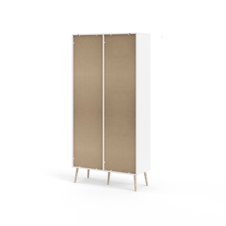 Mobile con vetrina scandi 2 ante 98x39x200h cm bianco e quercia - Amedeo
