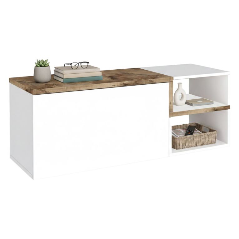 Mobile da ingresso 2 ante bianco lucido e acero 120x54h cm - Aska